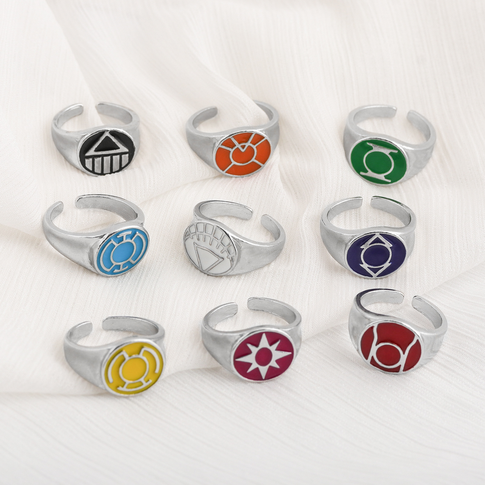 DC Comics Green Lantern Emotional Spectrum Light Ring, a cosplay accessory for film and anime enthusiasts