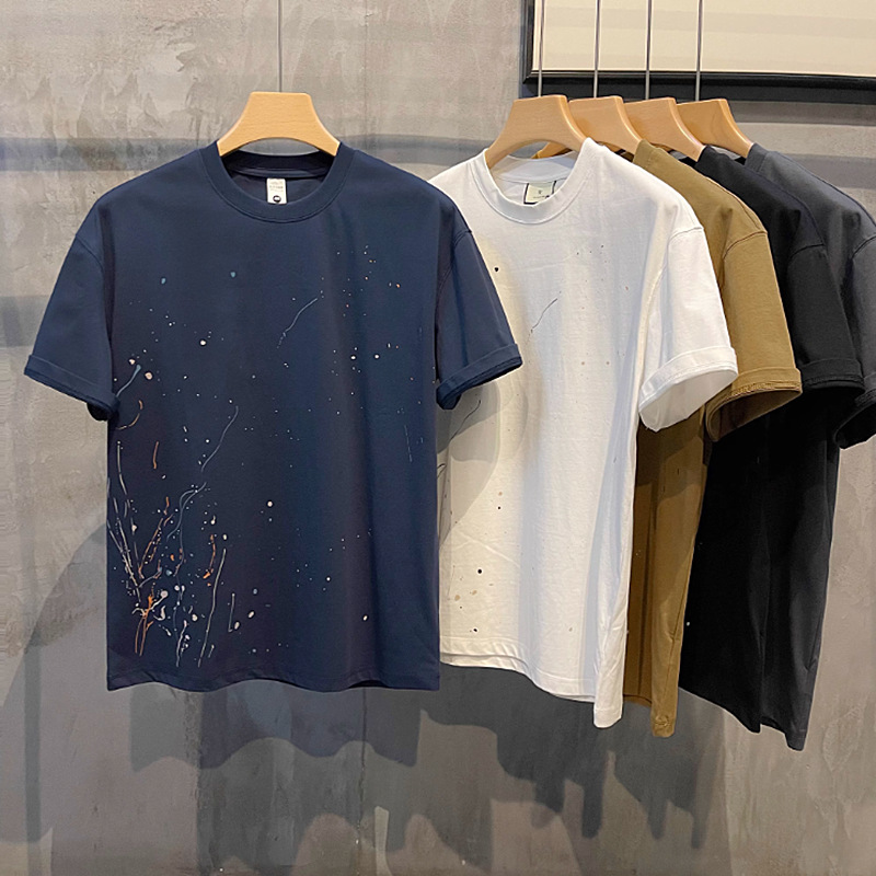 Men's Clothing Men's Heavyweight Short Sleeve T-Shirt Loose Fit Style Splatter Print Summer For Formal & Casual For Women_viptrois.com