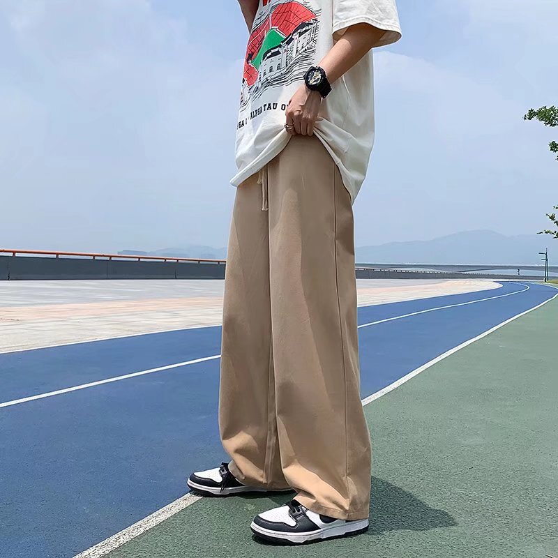 Trousers Men's Spring and Autumn Simple Japanese Style Overalls Fashionable Brand Wide-leg Straight Loose Students' Dagging Casual Pants