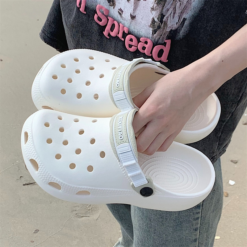 Fashionable and Cool Street Style, Personalized Women's Color Matching Clogs, Trendy Beach Summer Outer Wear, Baotou Comfortable Sandals and Slippers