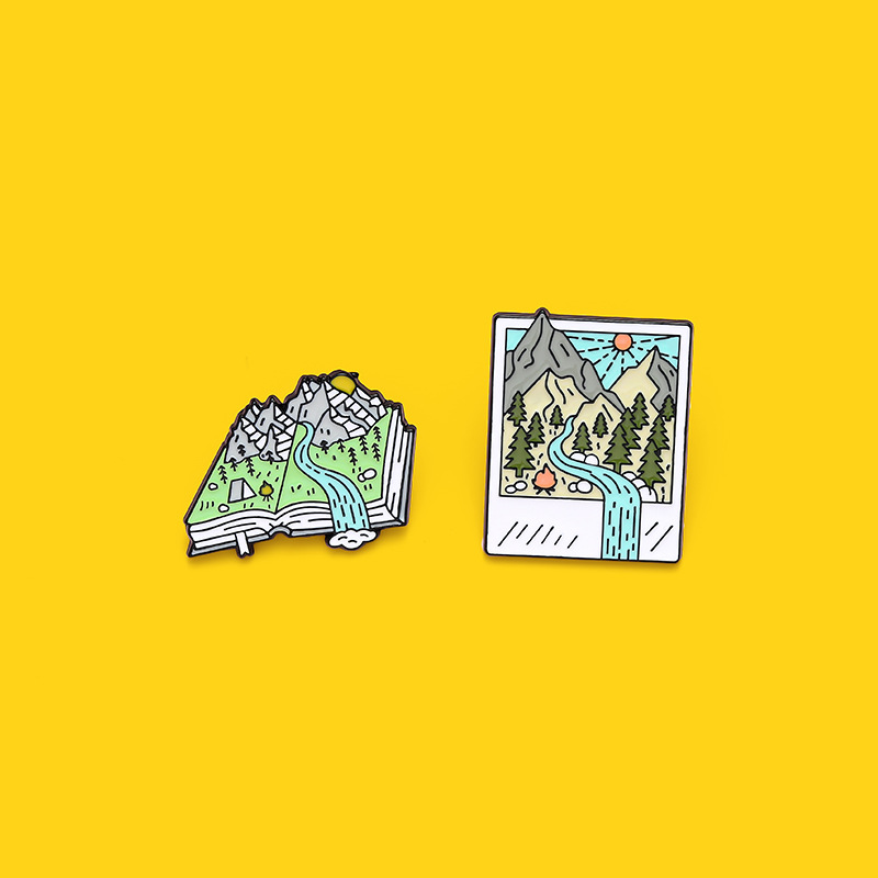 Daily Occasion Alloy Material Mountain Pattern Fashion Pin Mountain Alloy Stoving Varnish Unisex Brooches
