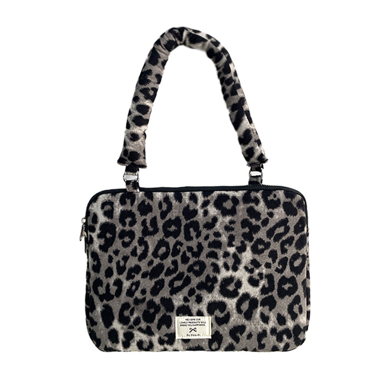Cross-Border Ins Style Leopard Print Shoulder Computer Bag iPad Tablet 11/13/14/ 15inch Notebook Storage Bag