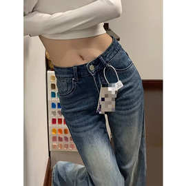 浅蓝色不贴腿微喇牛仔裤女2026新款夏季薄款高腰垂感小个子直筒裤