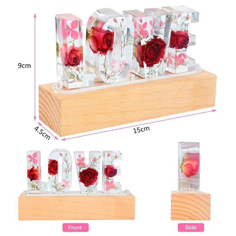 ベッドサイドUSB雰囲気ランプLED発光ベース本物の花ドライフラワー接着剤入り新型ナイトライト温かみのある調光可能|undefined