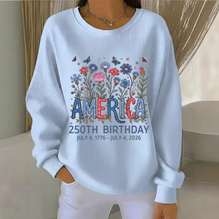 一件代发 2026跨境独立站女款春季圆领卫衣3D印花休闲落肩女卫衣