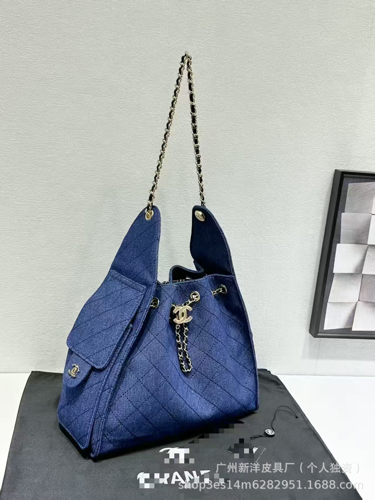 Cross-Border 25K Suede 25 Bag Quilted Chain Hippie Shoulder Bag Hobo Underarm Bag Genuine Leather Drawstring Bucket Bag For Women - Thumbnail 7
