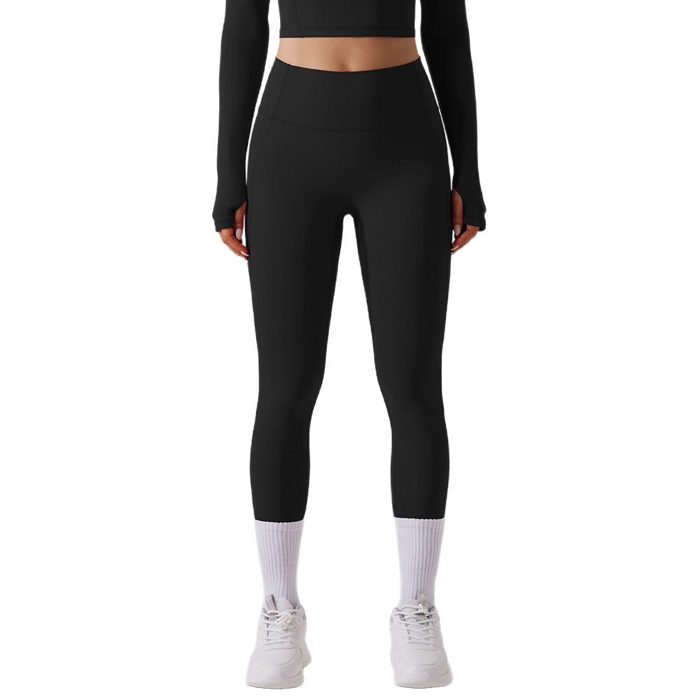 2025 nuevo desnudo de alta elasticidad para poner rizado pantalones de yoga para mujeres melonía de caderas abdominales deportivas pantalones de fitness ajustados