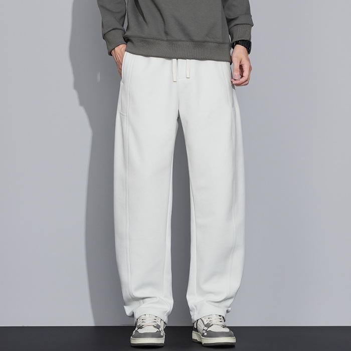 2025 nuevos pantalones de cintura elásticos de cuerda de tracción para hombres de otoño retro americano pantalones casuales sueltos pantalones rectos image 8