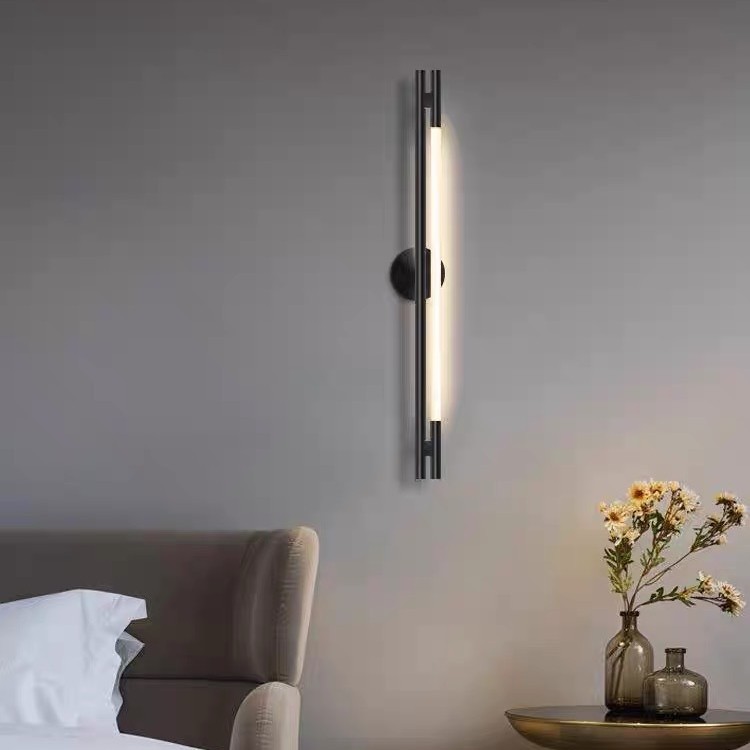 Pasillo rojo sala de exposiciones líneas de fondo pared de lujo moderno estilo de diseño candelabro cama sala de estar diseño ligero lámpara de pared de red