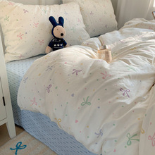 卡通ins风可爱全棉四件套100纯棉被套床单宿舍儿童三件套床上用品