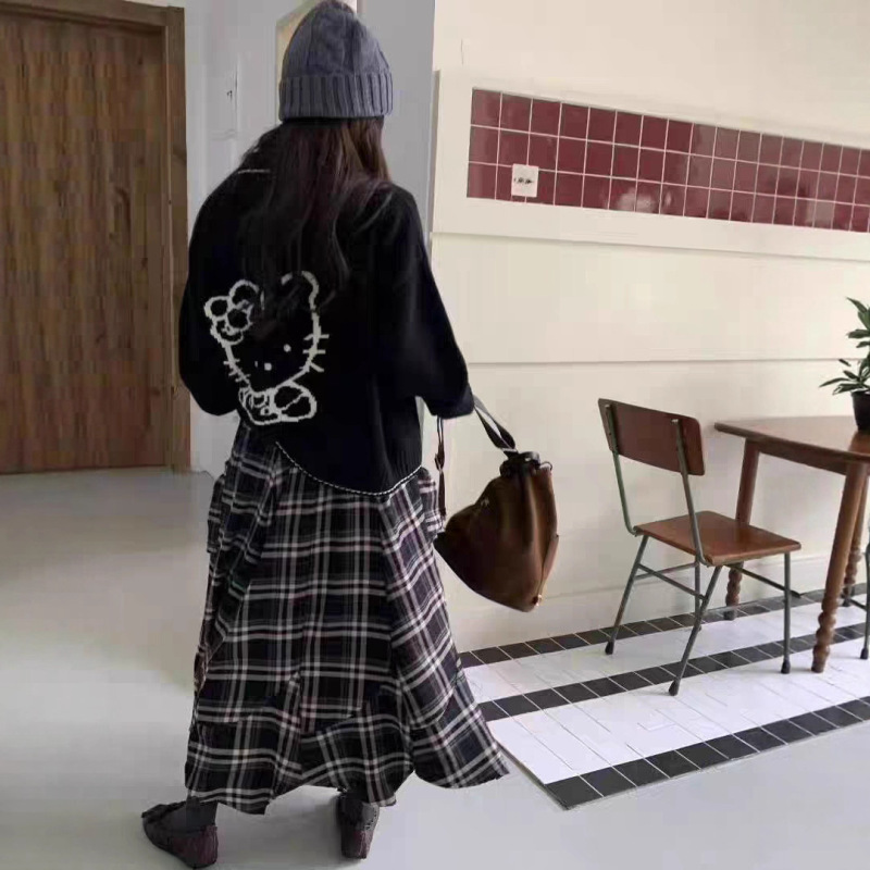 2025新款宽松百搭慵懒风毛衣开衫女秋冬加厚韩版卡通针织衫外套女|undefined