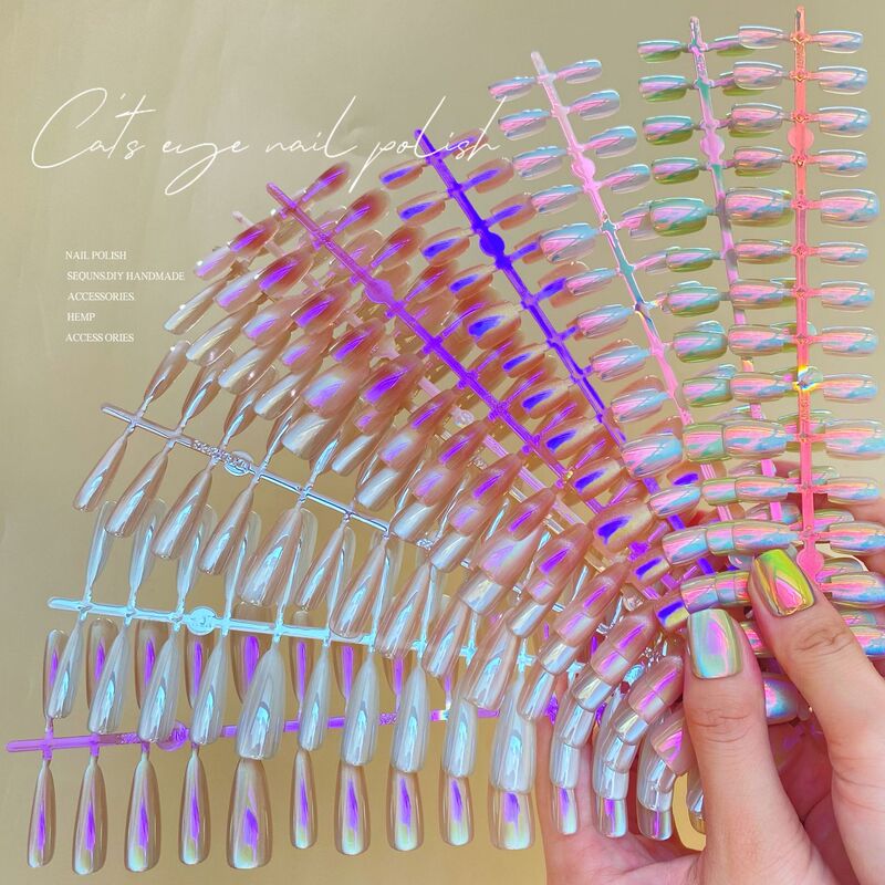 Colorful Electroplated Nail Art Collection Fantasy Electroplated Cat's Eye Wear A Colorful Cool Fake Nail Finished Nail Piece Wholesale Colorful Electroplated Nail Art Collection Fantasy Electroplated Cat's Eye Wear A Colorful Cool Fake Nail Finished Nail Piece Wholesale