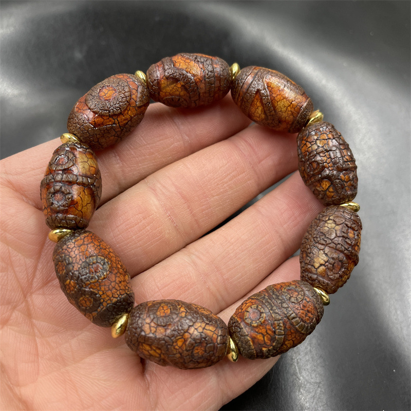 Xizang-style vintage vintage weathering-wrapped Sky beads agate bracelet one to nine-eye family blessing Sky beads agate bracelet