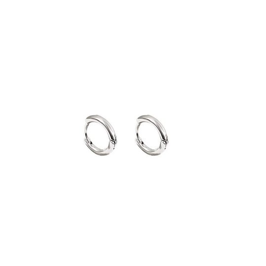 S925 silver earrings ear ring ear bone stud female ear piercing niche high sense plain ring circle ear buckle ear pin earrings female