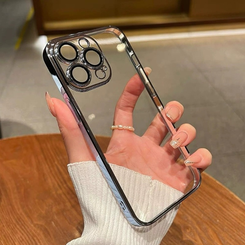 适用iPhone14Pro手机壳硬壳电镀自带玻璃镜头膜苹果14保护套透明