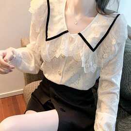 法式娃娃领长袖雪纺衬衫女秋季2025秋装新款气质减龄上衣别致小衫