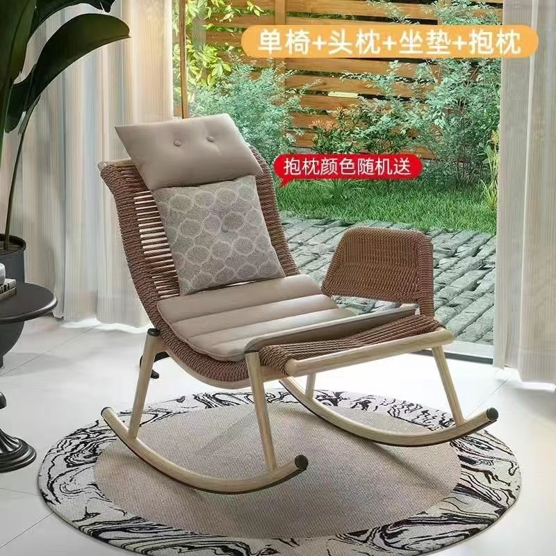 Mecedora al aire libre, sillón reclinable, sala de estar para el hogar para adultos, sofá perezoso, balcón, silla de mimbre individual, patio, mecedora retro