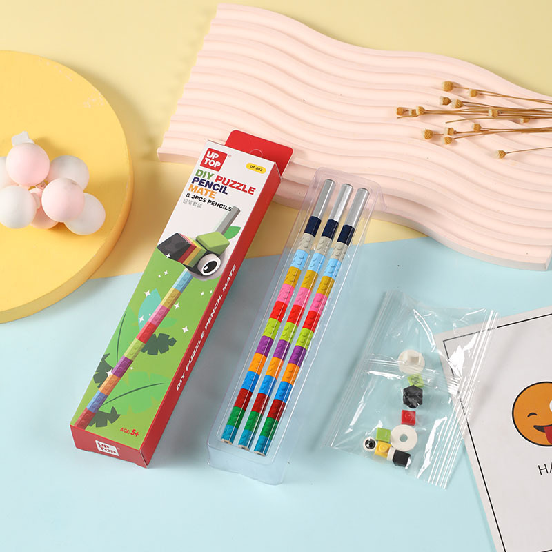 New Children's Cartoon Creative DIY Stationery Pencil 3 Set Giraffe Student Prize Pencil Set Wholesale