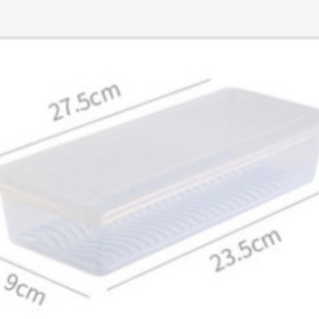 Refrigerador de cocina Refrigerador rectangular caja de drenaje de agua caja de almacenamiento de congelación de alimentos de plástico frutas caja de sellado de peces