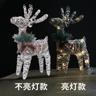 Christmas Cross-Border New Decorations Luminous Elk Ornaments Shopping Mall Window Decorations under the Christmas Tree