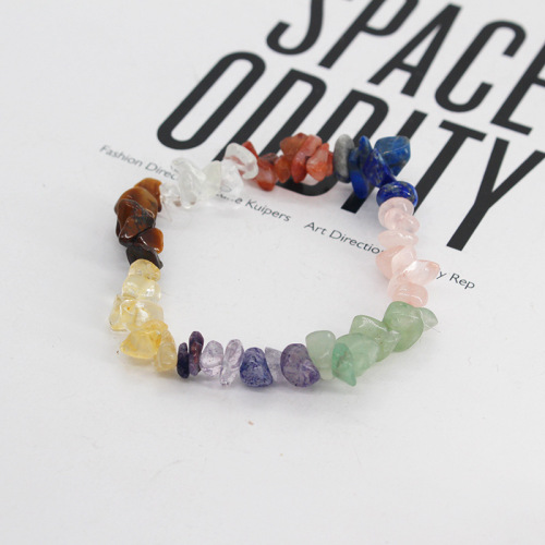 European and American cross-border bohemian style natural gravel bracelet colorful stone elastic bracelet couple jewelry