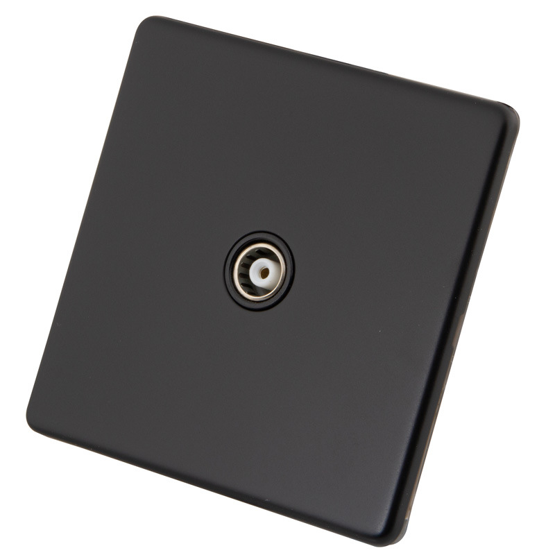 英标英规电视插座 1 GANG COAXIAL SOCKET MATT BLACK SCREWLESS