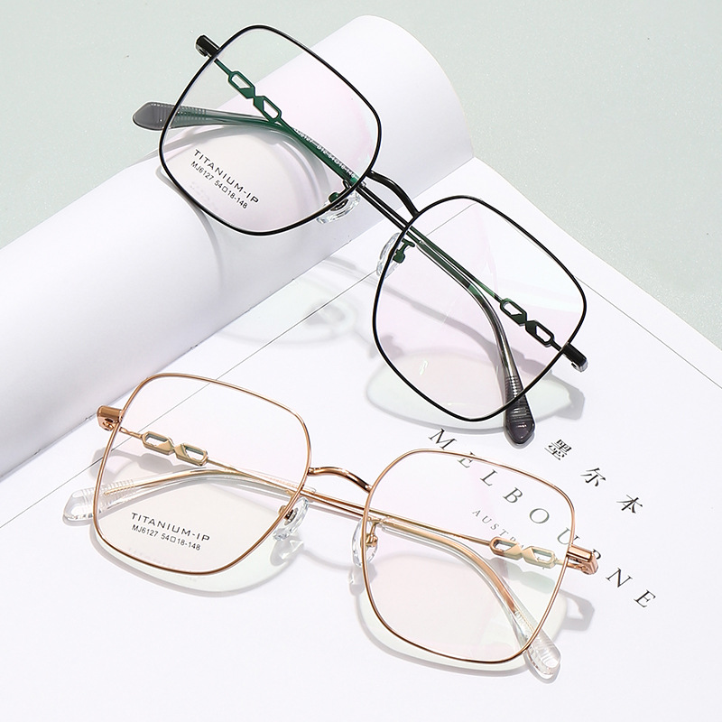 Mo森同款MJ6127方框超纯钛眼镜框男女同款可配近视眼镜批发MJ6127