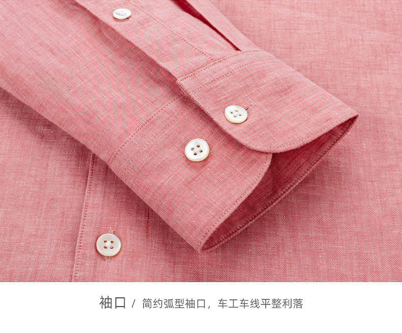 Áo sơ mi nam dài tay cổ trụ 100% vải lanh nguyên chất chống nhăn dáng rộng — Màu hạt dẻ - Cổ trụ Hoa 13, Đỏ dưa hấu - Cổ trụ Hoa 03 chi tiết 20