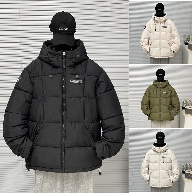 2025 otoño y invierno moderado suelto corto algodón chaqueta con capuchón hombre y mujer gran marca de moda transfronteriza al por mayor image 1
