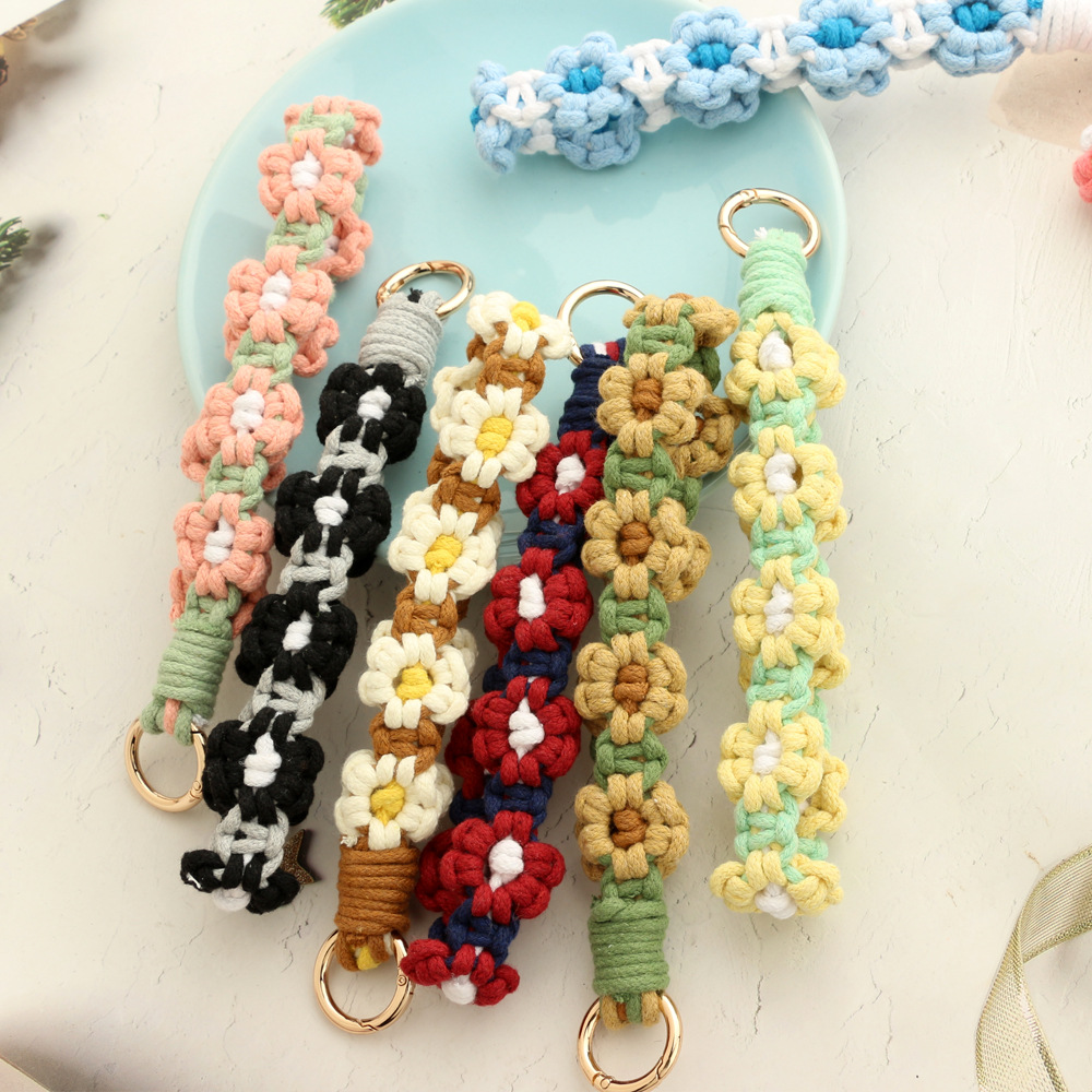 30g Weight Bag Pendant, Keychain Classification 1 Piece Quantity Daily Occasion Cotton Material Flower Pattern Knitting Design Cute Style 1 Piece Cute Flower Cotton Knitting Bag Pendant Keychain 12