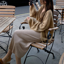 25年春款伦敦假日新色马海毛灯笼袖开衫毛衣新款气质圆领开衫上衣