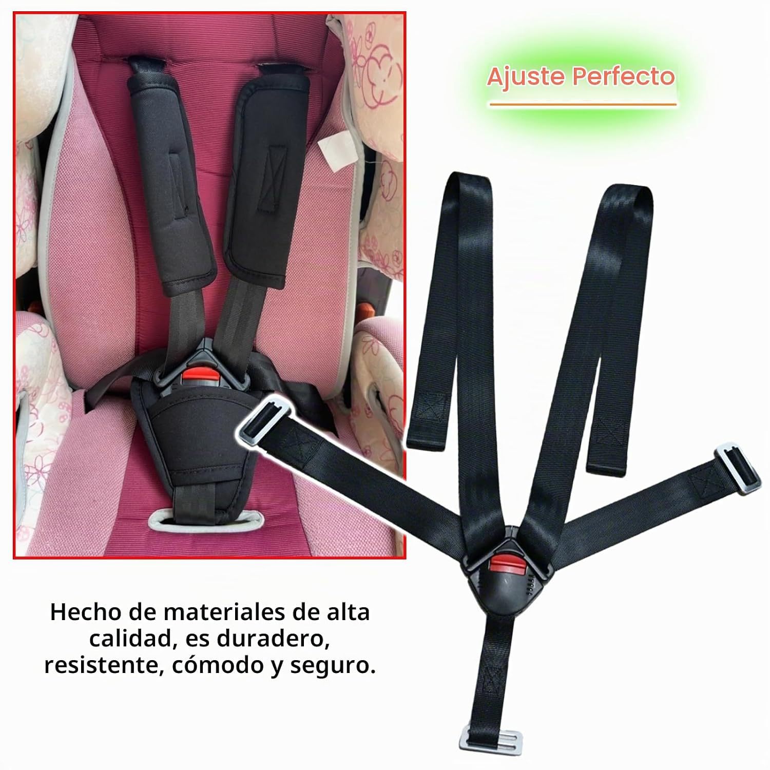 Universal five-point infant car seat safety harness, adjustable shoulder straps, high chair infant chest safety harness, stroller accessories