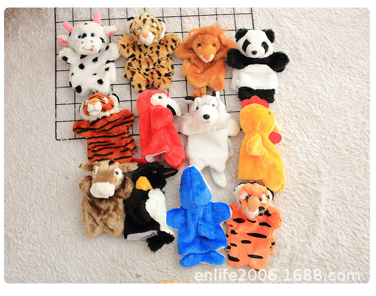 Conjunto de juguete de marioneta transfronteriza mano guantes de animales muñeca de conejo muñeca calmante muñeca de juguete muñeca mordedura marioneta