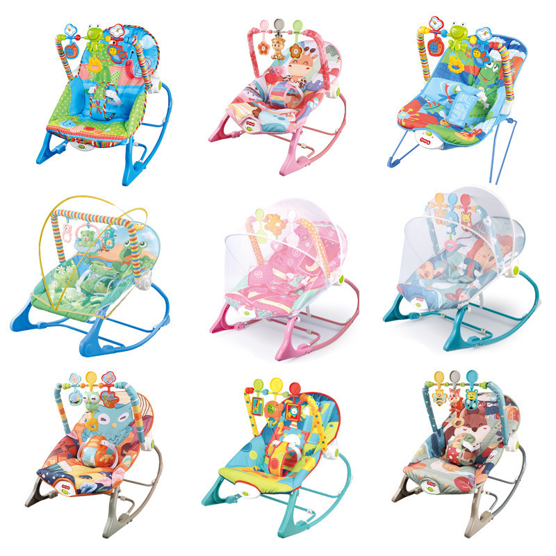 Transfronterizos de venta caliente bebé mecedora eléctrica estante de juguetes 0 - 1 años de bebé recién nacido tranquilizar y dormir sillón de música image 3