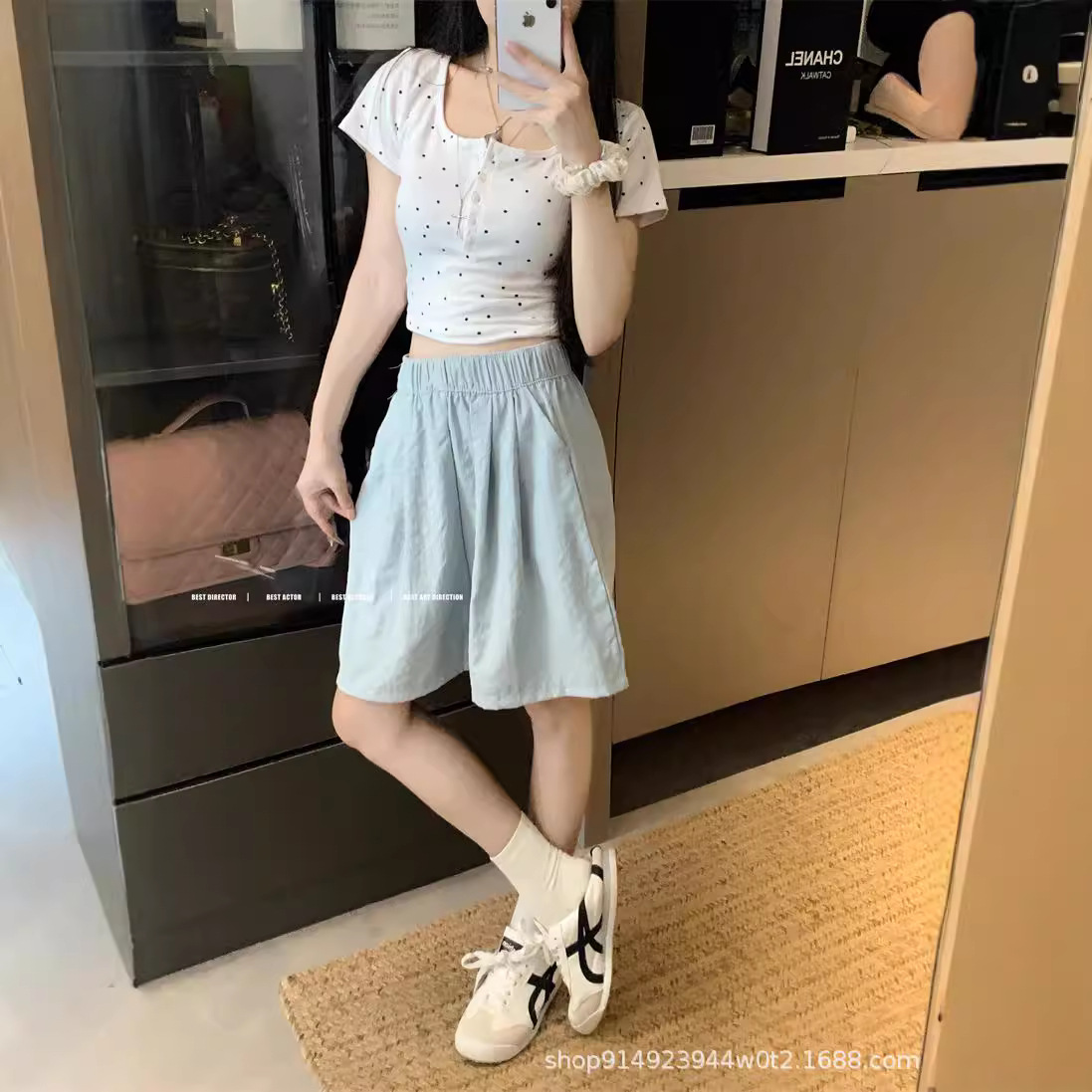 2024 Summer Thin Loose Slimming High-waisted Yamamoto Shorts Women's Casual Japanese Style Lazy Style Five-length Pants Wide-leg Pants