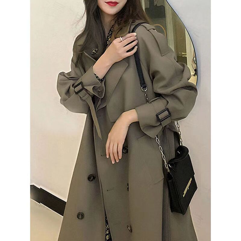今年流行风衣2025新款秋装坠感中长款外套女过膝气质女神范英伦风|undefined