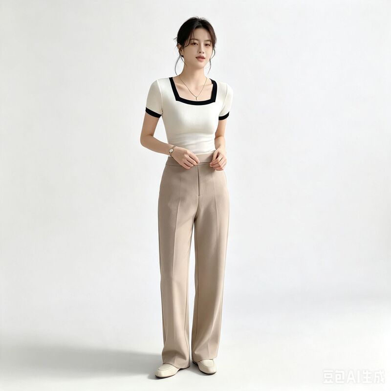 Short Slim-fit New Short-sleeved T-shirt Women's Summer Bottoming Inner Thin 2024 Top Small Shirt Square Collar Knitted Shirt