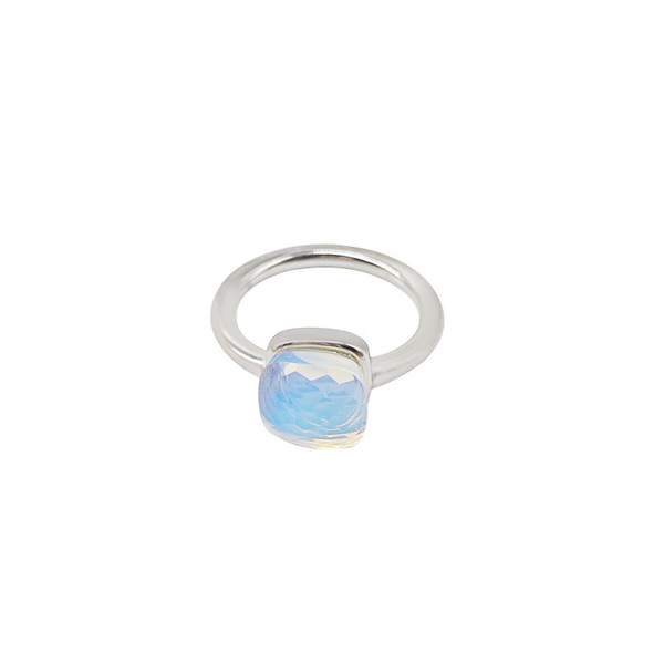 geometric retro fashionable small design ring with stone stainless…