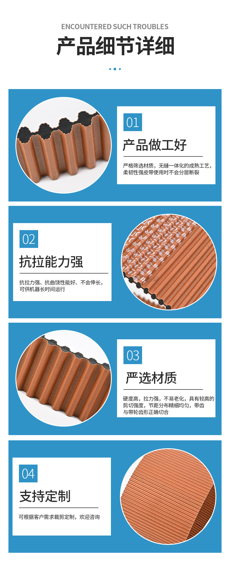 Rubber Double-Sided Toothed Synchronous Belt D5M Wholesale Industrial Belt Automotive Mechanical Transmission Belt Conveyor Belt High Wear Resistance