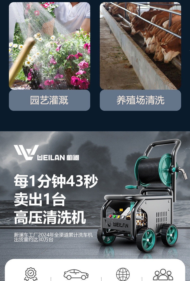 Car Washing Machine High-Pressure Water Gun 220V Commercial High-Power Water Pump Super Powerful Floor Cleaning Household Car Washing Magic Cleaning Machine