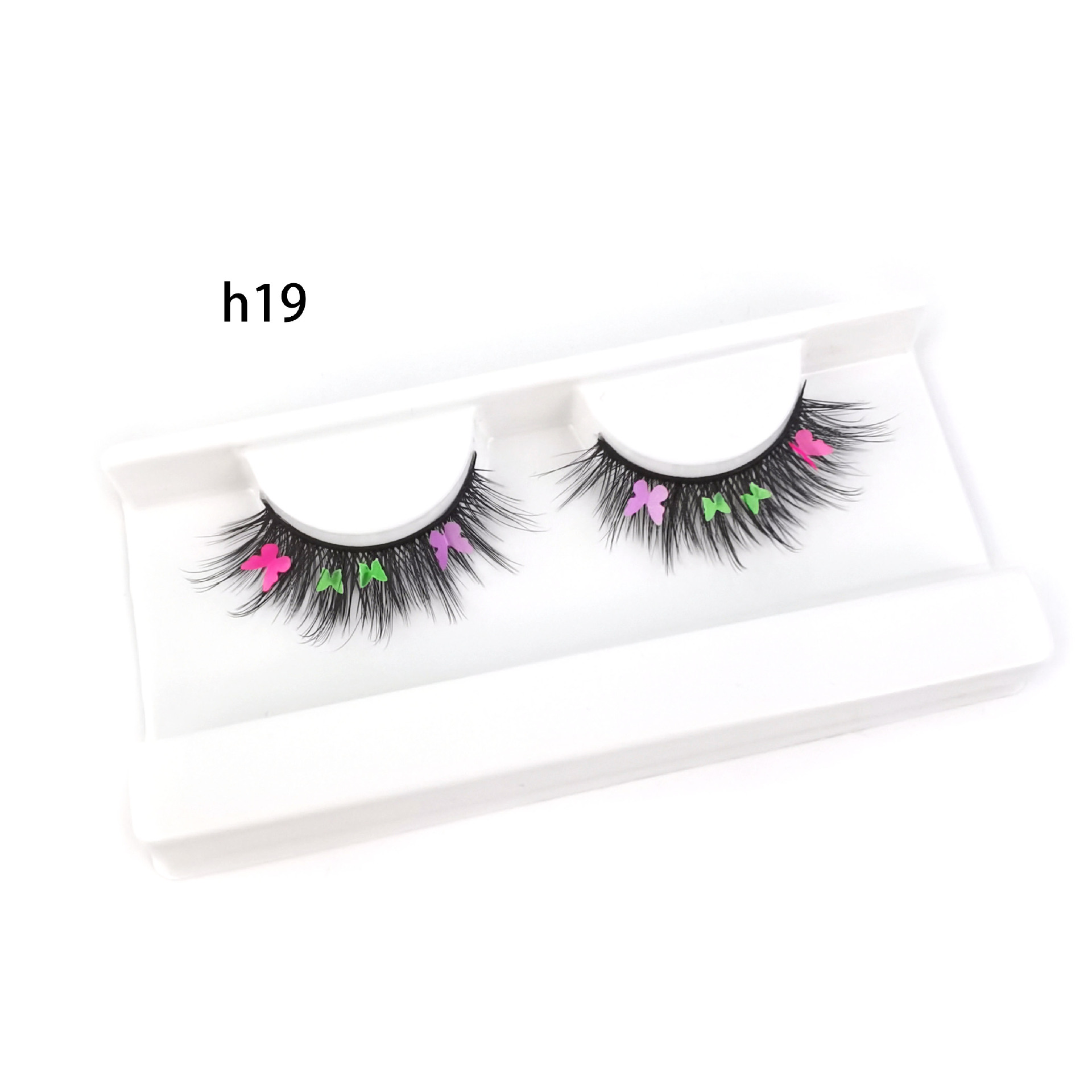 Festival de Navidad transfronterizo Venta caliente pestañas postizas color fluorescente mariposa diamante lentejuelas pestañas 3D maquillaje de escenario europeo y americano