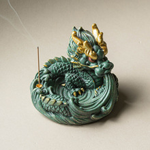 创意青砂石水龙聚财装饰茶宠摆件家居办公室桌面造景线香香插底座