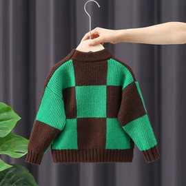 男童毛衣秋冬款2025新款儿童加绒宝宝衣服男孩针织衫冬季加厚童装