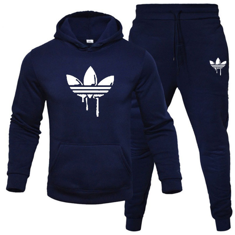2024 Traje deportivo casual de los nuevos hombres transfronterizos Traje de moda con capucha Impresión de suéter de lana Traje de pantalón para hombres