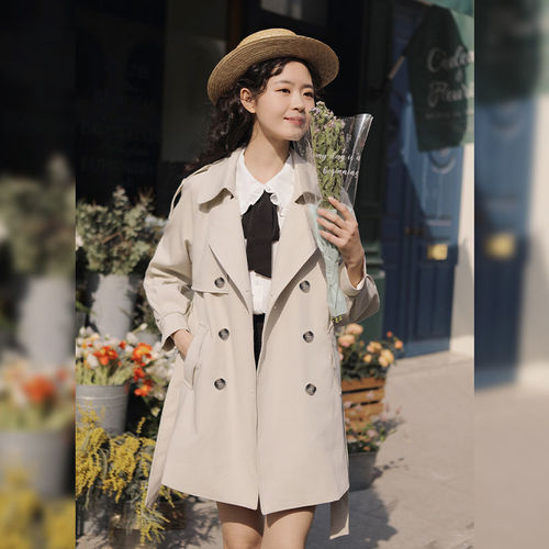 Loose coat women's mid-length 2023 autumn new style French jacket top versatile short temperament windbreaker