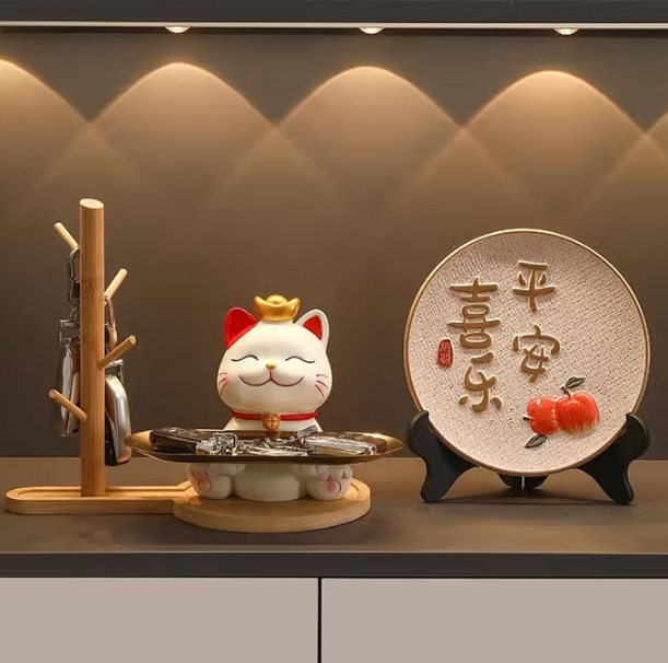 招き猫入戸口下駄箱鍵収納玄関装飾品置物リビングルームホーム引っ越し新居ギフト|undefined