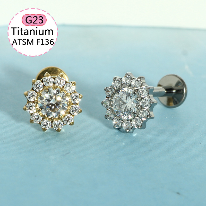 Pointed titanium steel lip stud product view