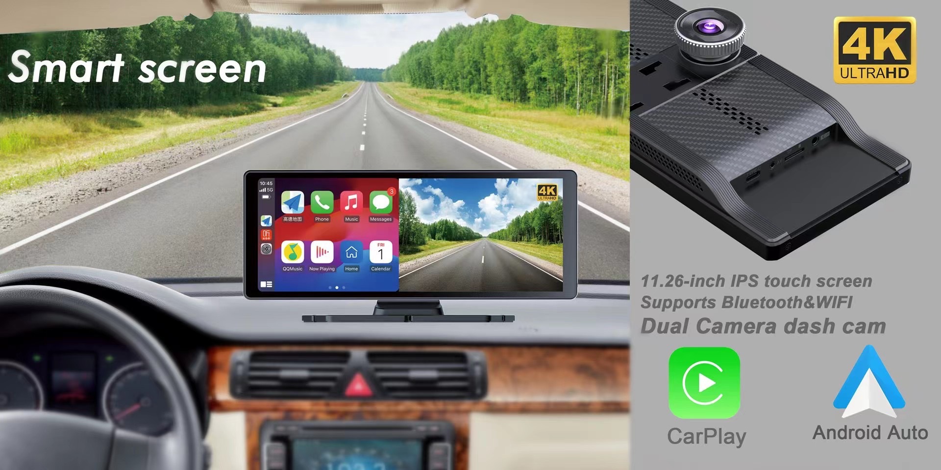 Cross-Border Driving Recorder Carplay Center Console 10.26inch Wireless Bluetooth Smart Screen Car Recorder