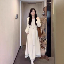 高级感法式连衣裙子女早秋季2025新款秋冬配大衣内搭打底长裙