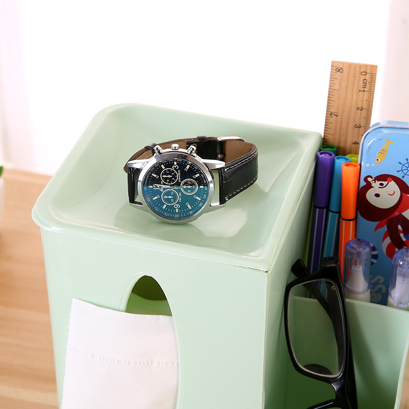 Caja del tejido del hogar simple tubo de tejido multifuncional sala de estar caja de la servilleta de plástico tejido de escritorio organizar caja de almacenamiento